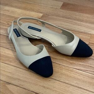 Cream and Black Slingback Flats